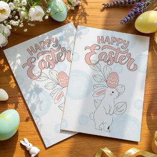 Tarjeta Festiva Whimsical Bunny Easter Card Saludo de primavera