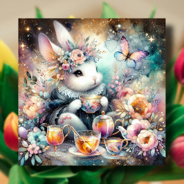 Tarjeta Festiva Whimsical Bunny Tea Fiesta Delight Easter