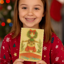 Tarjeta Festiva Whimsical  Chipmunk Christmas Greeting Card
