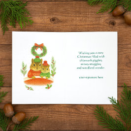 Tarjeta Festiva Whimsical  Chipmunk Christmas Greeting Card