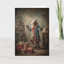 Tarjeta Festiva Whimsical Christmas Bear