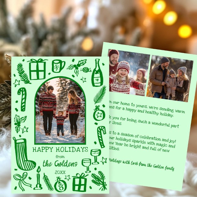 Tarjeta Festiva Whimsical Christmas  Cute Custom Arch 3 PHOTO  (Whimsical Christmas Cute Custom Arch 3 PHOTO Holiday Card
)