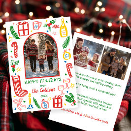 Tarjeta Festiva Whimsical Christmas  Cute Custom Arch 3 PHOTO 