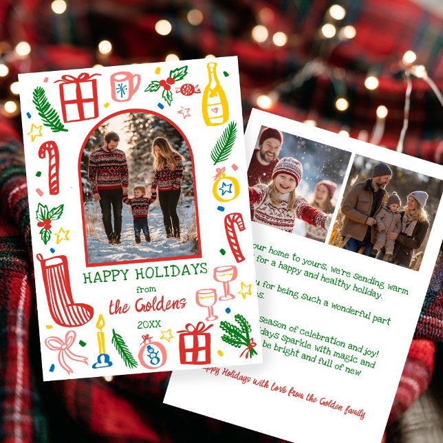 Tarjeta Festiva Whimsical Christmas  Cute Custom Arch 3 PHOTO  (Whimsical Christmas Cute Custom Arch 3 PHOTO Holiday Card
)