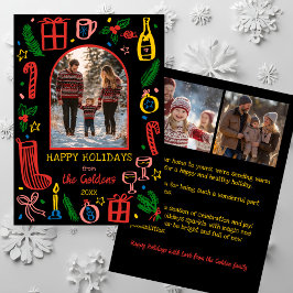 Tarjeta Festiva Whimsical Christmas  Cute Custom Arch 3 PHOTO 