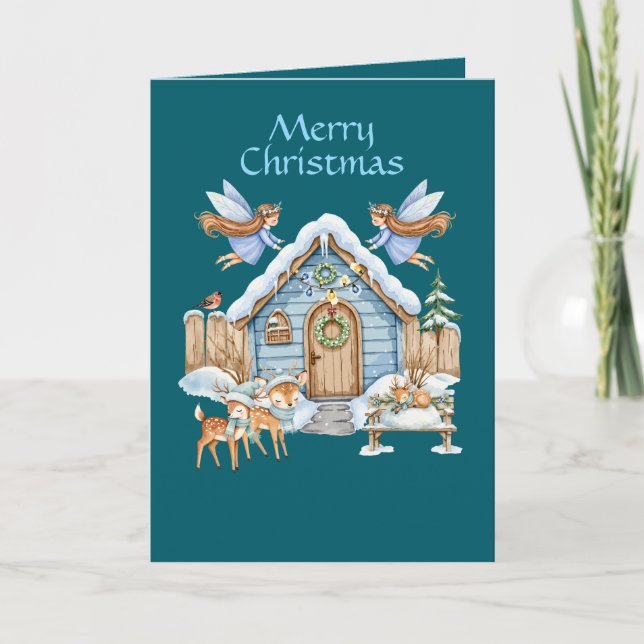 Tarjeta Festiva Whimsical Christmas Folded Holiday Card (Anverso)