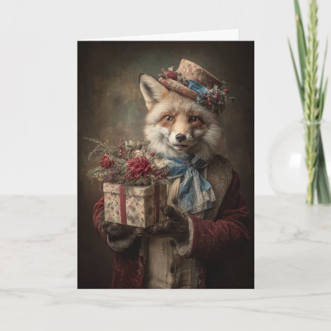 Tarjeta Festiva Whimsical Christmas Fox (Anverso)