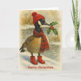 Tarjeta Festiva Whimsical Christmas Goose 