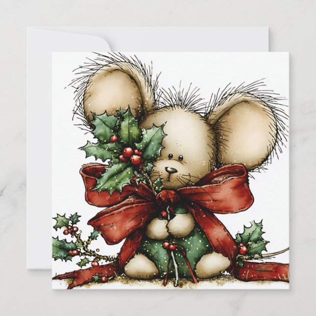 Tarjeta Festiva Whimsical Christmas Greeting Card (Anverso)