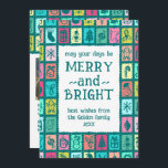 Tarjeta Festiva Whimsical Christmas Grid Cute Custom 2 PHOTO<br><div class="desc">Perfect cute card for a fun holiday greeting! Hand made art for you! Perfect for a winter, christmas, holiday party or other event. FULLY CUSTOMIZABLE! Click on “Personalize” above to edit the text and add your own photos to the back and front. Click "edit using design tool" to adjust the...</div>