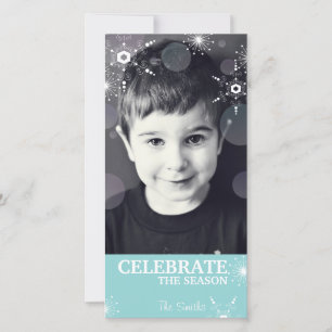 Tarjeta Festiva Whimsical Christmas Photo Card Verde azulado Snfla