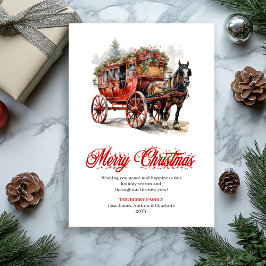 Tarjeta Festiva Whimsical Christmas scene editable greeting card