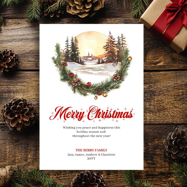 Tarjeta Festiva Whimsical Christmas Scene Modern Greeting Card (Whimsical Christmas Scene Modern Greeting Card)
