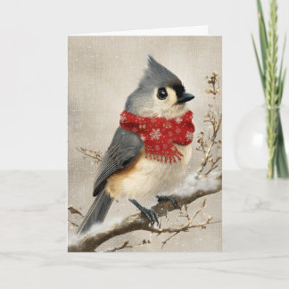 Tarjeta Festiva Whimsical Christmas Titmouse