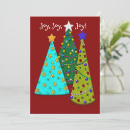Tarjeta Festiva Whimsical Christmas Trees Faux Felt Look