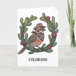 Tarjeta Festiva Whimsical Colorado Lark Bunting Bird