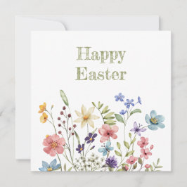 Tarjeta Festiva Whimsical Colorful Wildflower Bloom Happy Easter