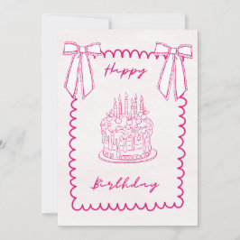 Tarjeta Festiva Whimsical Coquette Pink Birthday Card