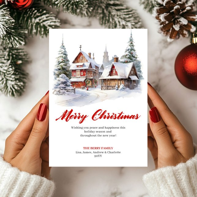 Tarjeta Festiva Whimsical Cozy Holiday Scene Greeting Card (Whimsical Cozy Holiday Scene Greeting Card)