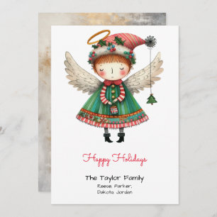 Tarjeta Festiva Whimsical Cute Angel Ilustracion Happy