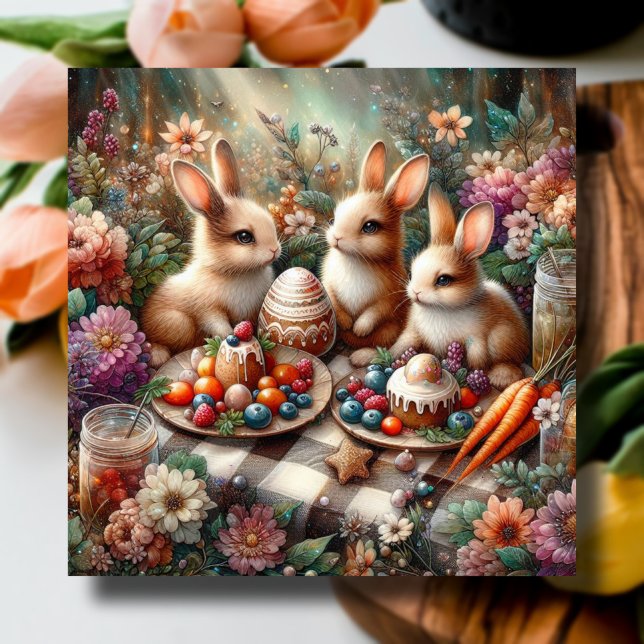 Tarjeta Festiva Whimsical Cute Bunny Brunch Christian Easter (Subido por el creador)