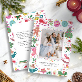 Tarjeta Festiva Whimsical Cute Colorful Christmas