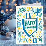 Tarjeta Festiva Whimsical Cute Dreidel Menorah PERSONALIZADO HANUK<br><div class="desc">Una tarjeta perfecta para unas vacaciones divertidas. ¡La mano hizo arte para ti! ¡TODO PERSONALIZABLE! Haga clic en "Personalizar" para editar el texto en el interior de la tarjeta. Haga clic en "editar usando la herramienta de diseño" para ajustar las fuentes, colores y colocaciones. (también revisa mi tienda por diseños...</div>