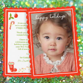 Tarjeta Festiva Whimsical Cute Icons Christmas CUSTOM PHOTO