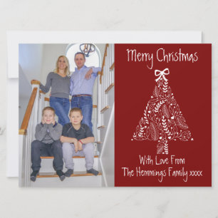 Tarjeta Festiva Whimsical Doodle Christmas Tree 1 foto