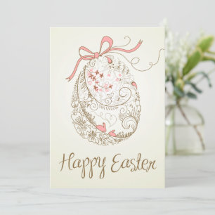 Tarjeta Festiva Whimsical Easter Egg Vintage Flat Easter Card