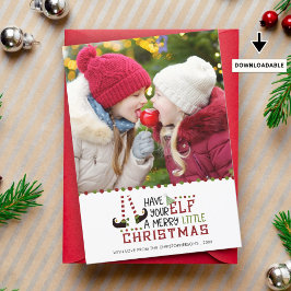 Tarjeta Festiva Whimsical Elf Merry Little Navidades Photo