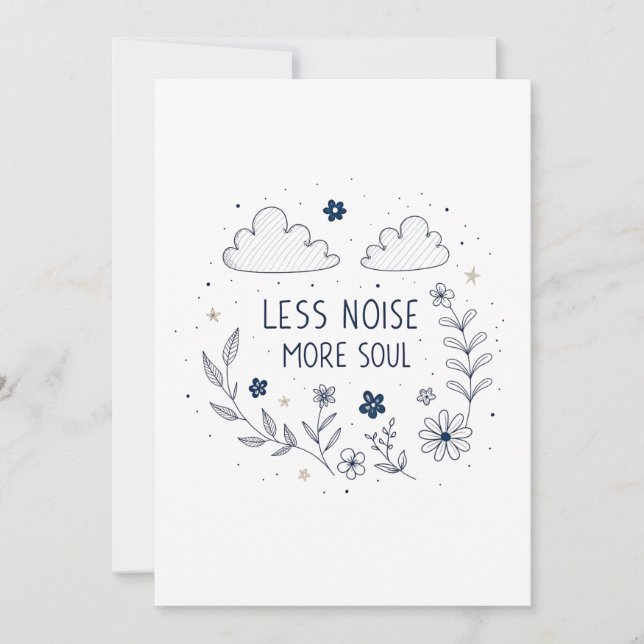 Tarjeta Festiva Whimsical Floral Soul Quote Line Art (Anverso)