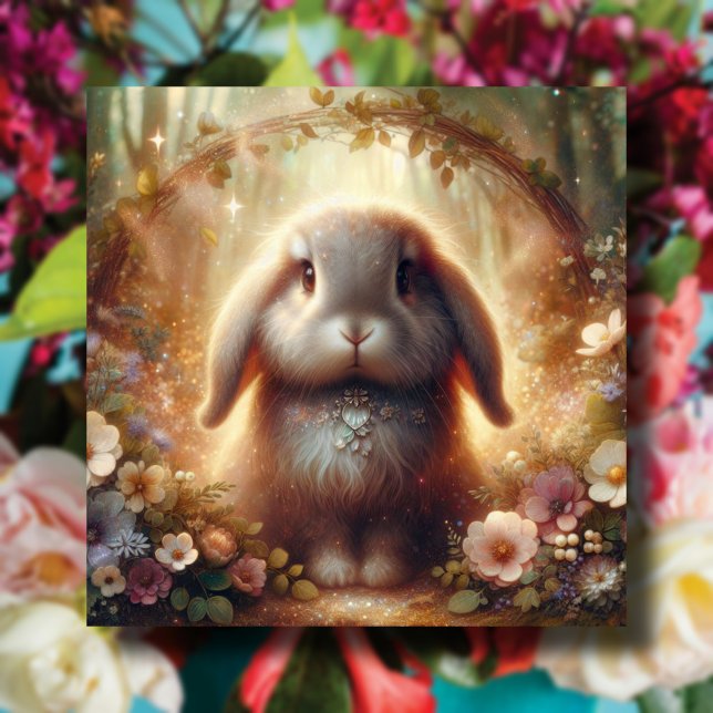 Tarjeta Festiva Whimsical Floral Woodland Easter Bunny (Subido por el creador)