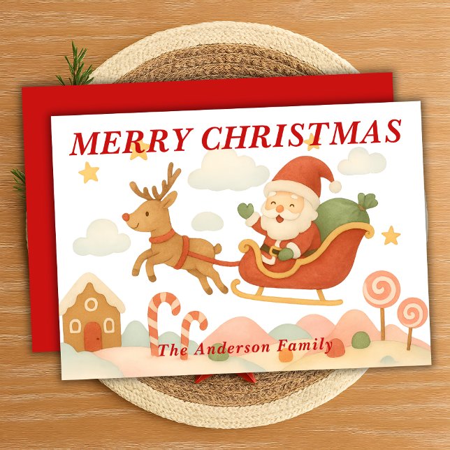Tarjeta Festiva Whimsical Flying Sleigh Sobre Navidades De Candyla (Subido por el creador)