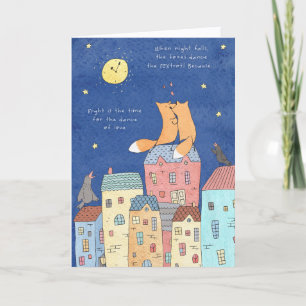 Tarjeta Festiva Whimsical Fox Partners está enamorada