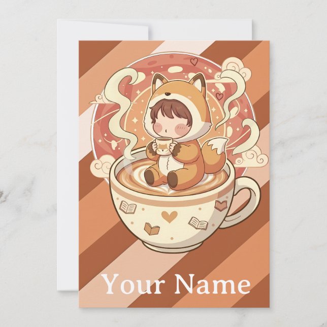 Tarjeta Festiva  Whimsical Fox's Cozy Read Greeting Card (Anverso)