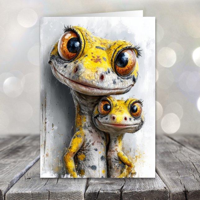 Tarjeta Festiva Whimsical Geckos Father's Day (Subido por el creador)
