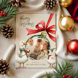 Tarjeta Festiva Whimsical Goose Christmas