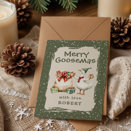 Tarjeta Festiva Whimsical Goose Classroom Christmas