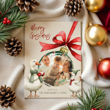 Whimsical Goose Photo Christmas