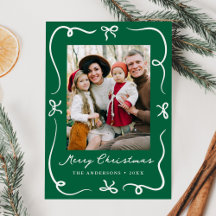 Whimsical Hand Drawn Bows Green 2 Photo Navidades