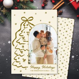Tarjeta Festiva Whimsical Hand-Drawn Christmas Tree Arch Photo