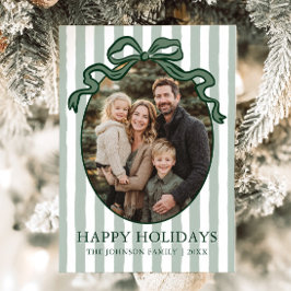 Tarjeta Festiva Whimsical Hand Drawn Coquette Bow Family Photo