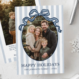 Tarjeta Festiva Whimsical Hand Drawn Coquette Bow Family Photo