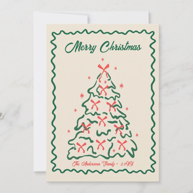 Tarjeta Festiva Whimsical Hand Drawn Quirky Merry Christmas Photo  (Anverso)