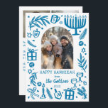 Tarjeta Festiva Whimsical Hanukkah Cute Custom Arch 3 PHOTO<br><div class="desc">Perfect cute card for a fun holiday greeting! Hand made art for you! Perfect for a winter, hanukkah, holiday party or other event. FULLY CUSTOMIZABLE! Click on “Personalize” above to edit the text and add your own photos. Click "edit using design tool" to adjust the fonts, colors and placements. (check...</div>