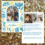 Tarjeta Festiva Whimsical Hanukkah Cute Custom Arch 3 PHOTO<br><div class="desc">Perfect cute card for a fun holiday greeting! Hand made art for you! Perfect for a winter, hanukkah, holiday party or other event. FULLY CUSTOMIZABLE! Click on “Personalize” above to edit the text and add your own photos to the back and front. Click "edit using design tool" to adjust the...</div>