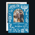 Tarjeta Festiva Whimsical Hanukkah Cute Custom Arch 4 PHOTO<br><div class="desc">Perfect cute card for a fun holiday greeting! Hand made art for you! Perfect for a winter, hanukkah, holiday party or other event. FULLY CUSTOMIZABLE! Click on “Personalize” above to edit the text and add your own photos. Click "edit using design tool" to adjust the fonts, colors and placements. (check...</div>