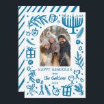 Tarjeta Festiva Whimsical Hanukkah Cute Custom Arch PHOTO<br><div class="desc">Perfect cute card for a fun holiday greeting! Hand made art for you! Perfect for a winter, hanukkah, holiday party or other event. FULLY CUSTOMIZABLE! Click on “Personalize” above to edit the text and add your own photos. Click "edit using design tool" to adjust the fonts, colors and placements. (check...</div>