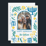 Tarjeta Festiva Whimsical Hanukkah Cute Custom Arch PHOTO<br><div class="desc">Perfect cute card for a fun holiday greeting! Hand made art for you! Perfect for a winter, hanukkah, holiday party or other event. FULLY CUSTOMIZABLE! Click on “Personalize” above to edit the text on the front and back and add your own photos. Click "edit using design tool" to adjust the...</div>